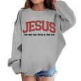 thumbnail image 1 of WOYY Big Girls Jesus Letter Sweatshirt Crew Neck Loose Pullover Top, Sizes 9-10, 1 of 3
