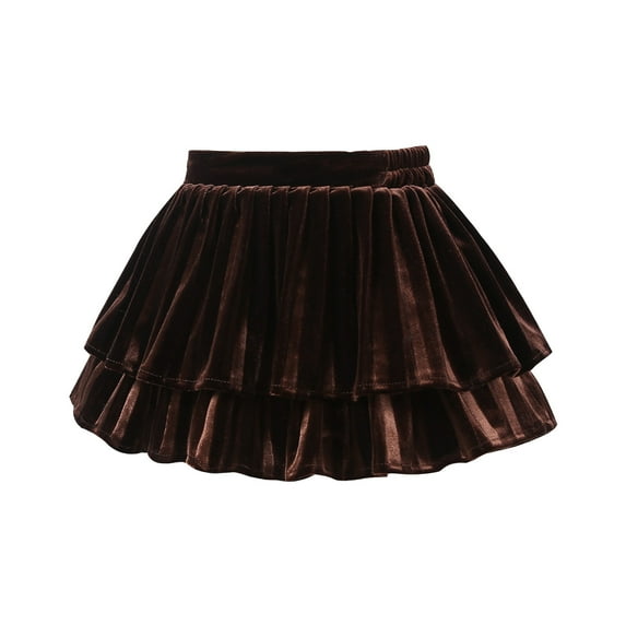 WOYY Big Girls Layered Skirt Woolen High Waisted A-Line Skirt, Sizes 1-14