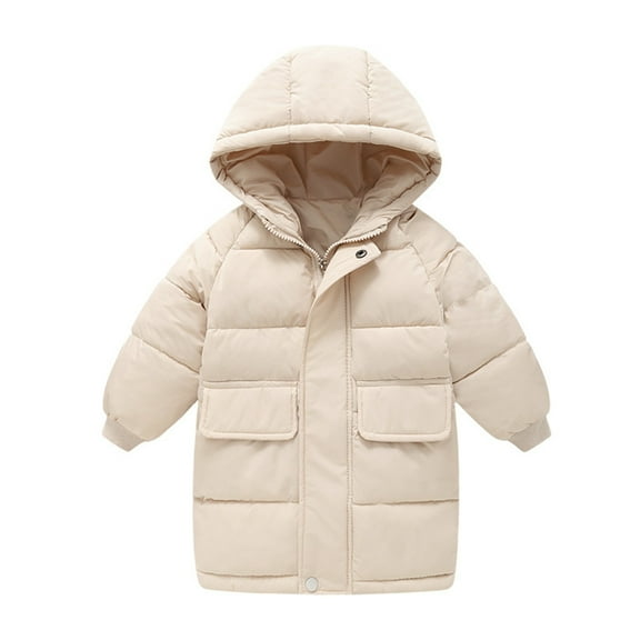 WOYY Big Girls Long Padded Coat Solid Winter Hooded Puffer Jacket Overcoat Outerwear