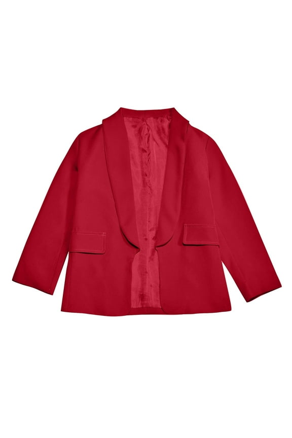 Big Girls Shawl Formal Suit Jacket Solid Color Open Front Blazer, Sizes 7-8