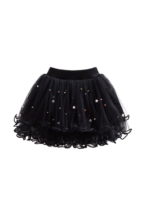 Big Girls Tulle Skirt Beadings Mesh Layered Tutu Skirt Petticoat, Sizes 11-12