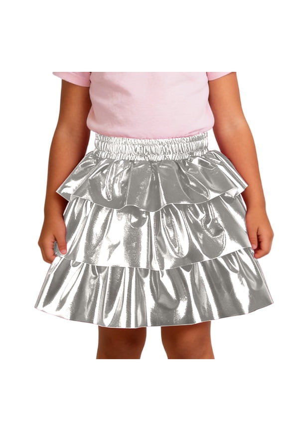 Big Girls Metallic Layered Skirt High Waisted Carnival Party Skirt, Sizes 10-12