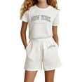 thumbnail image 1 of WOYY Big Girls New York Print Cotton Short Sleeve T-Shirt Shorts Set, Sizes 9-10, 1 of 3