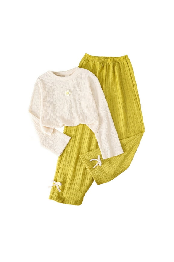 Big Girls Outfits Lightweight Long Sleeve T Shirt Pants Clothes Set, Sizes 8-9