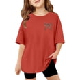 thumbnail image 1 of WOYY Big Girls Oversized T Shirt Bow Print Breathable Short Sleeve T-Shirt, Sizes 7-8, 1 of 5