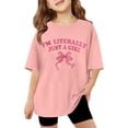 thumbnail image 1 of WOYY Big Girls Oversized T-Shirt Short Sleeve Round Neck T Shirt Casual Tee, Sizes 7-8, 1 of 3