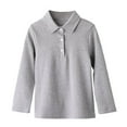 thumbnail image 1 of WOYY Big Girls Polo Shirt Solid Color Long Sleeve T-Shirt Casual Basic Undershirt, 1 of 3