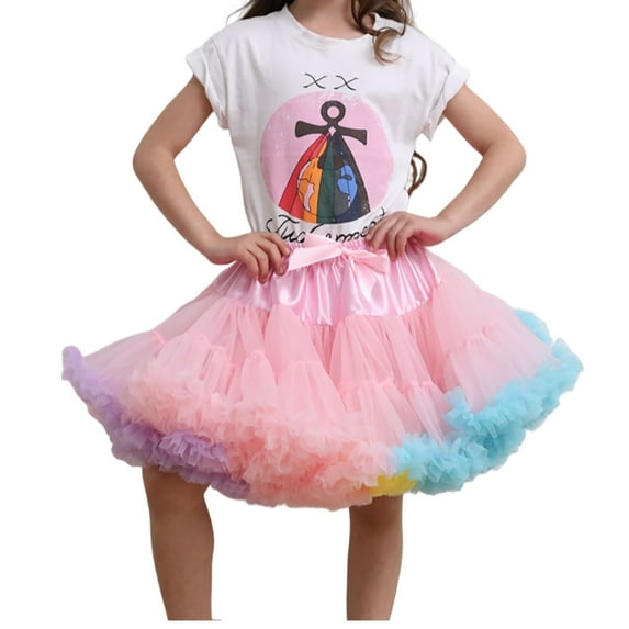 WOYY Big Girls Princess Layered Tulle Skirt Party Dance Ballet Tutu Skirt, Sizes 6-10