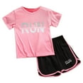 thumbnail image 1 of WOYY Big Girls Running Outfits Short Sleeve T-Shirt Shorts Set Activewear, Sizes 8-9, 1 of 2