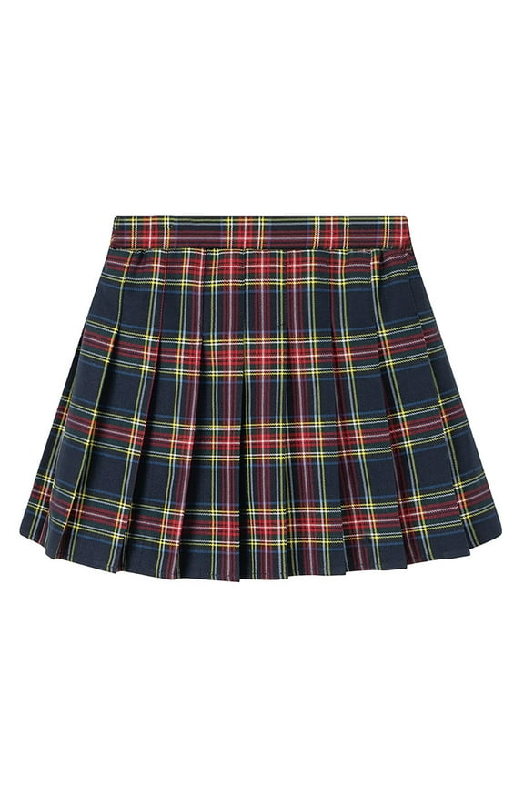 Big Girls School Plaid Pleated Skirt Preppy Style A-Line Skirt, Sizes 2-12