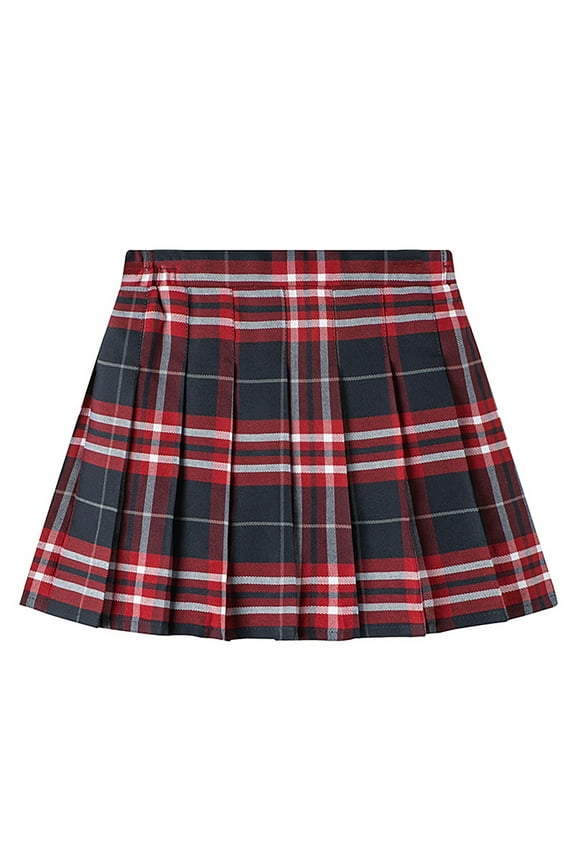 Big Girls School Plaid Pleated Skirt Preppy Style A-Line Skirt, Sizes 2-12