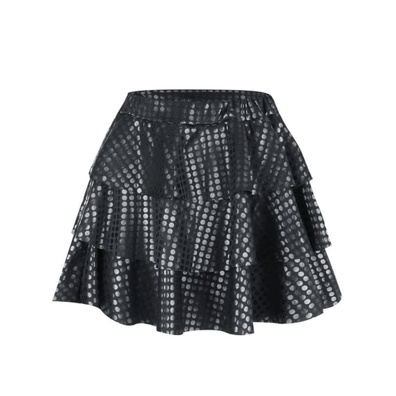 WOYY Big Girls Sequin Layered Skirt Carnival Party Dance Skirt for Kids, Sizes 8-9