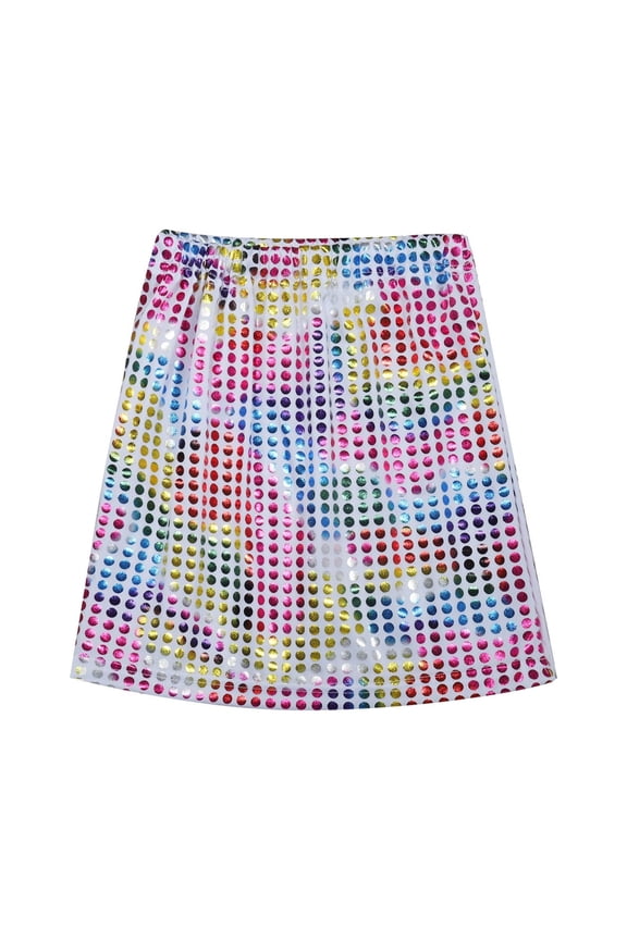 Big Girls Sequin Performance Dance Skirt Elastic Waist A Line Skirt, Sizes 3-14