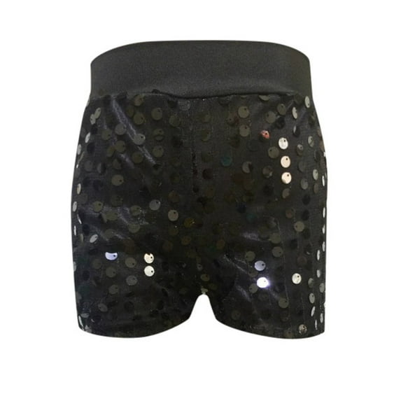 WOYY Big Girls Sequins Glitter Shorts Slim Fit Stretch Stage Performance Shorts, Sizes 12-14Y