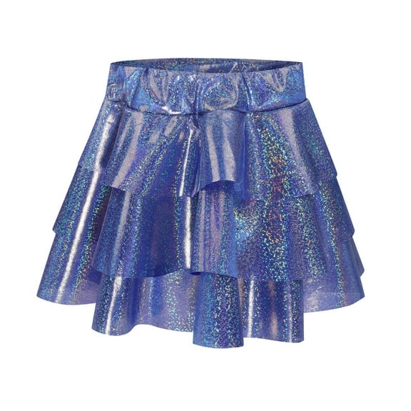 WOYY Big Girls Sequins Sparkly Layered Skirt Holiday Party Dance Skirt, Sizes 3-10