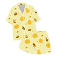 thumbnail image 1 of WOYY Big Girls Silk Bee Print Short Sleeve Button Top and Shorts Pajamas, Size 2-13, 1 of 3