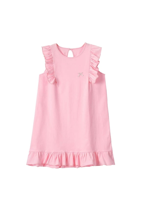 Big Girls Sleeveless Solid Nightdress Kids Breathable Nightgown, Sizes 1-10