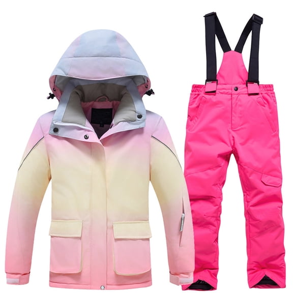 WOYY Big Girls Snowsuit Winter Windproof Thermal Jacket Overalls Ski Suit, Sizes 7-8