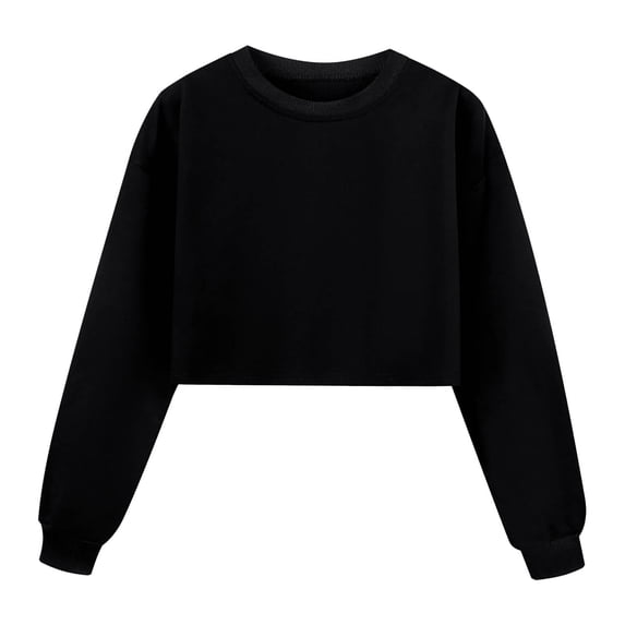 WOYY Big Girls Solid Sport Sweatshirt Crewneck Pullover Top Casual Unisex Loose Sweatshirts