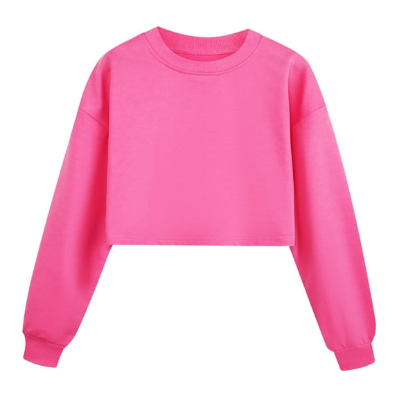 WOYY Big Girls Solid Sport Sweatshirt Crewneck Pullover Top Casual Unisex Loose Sweatshirts