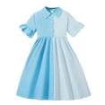 thumbnail image 1 of WOYY Big Girls Striped Color Block Dress Casual Short Sleeve Shirt Dress,Sizes 7-12, 1 of 8