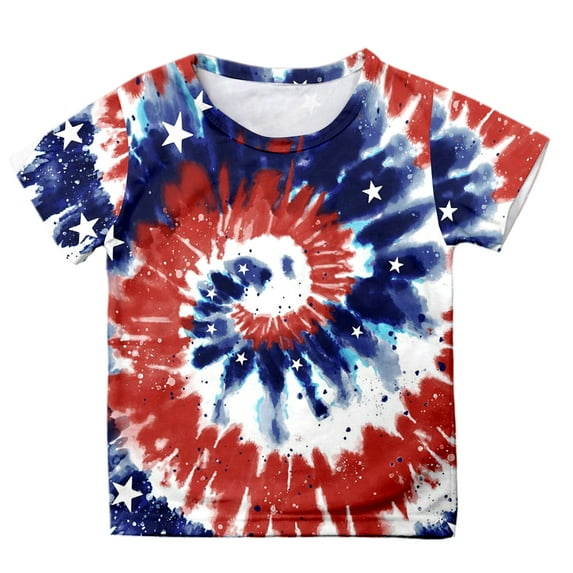 WOYY Big Girls Summer Colorful Print T Shirt Short Sleeve Crewneck Casual T-Shirt