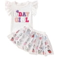 thumbnail image 1 of WOYY Big Girls' Summer Outfits Cotton Short Sleeve Letter T Shirt Tutu Skirt Set, Sizes 7-8, 1 of 8