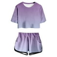 thumbnail image 1 of WOYY Big Girls Summer Outfits Gradient Short Sleeve T-Shirt Shorts Set, Sizes 13-14Y, 1 of 4