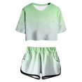 thumbnail image 1 of WOYY Big Girls Summer Outfits Gradient Short Sleeve T-Shirt Shorts Set, Sizes 8-9Y, 1 of 4