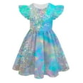 thumbnail image 1 of WOYY Big Girls Summer Sequin Allover Print Dress with Flutter Sleeves, Sizes 8-15, 1 of 2