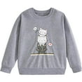 thumbnail image 1 of WOYY Big Girls Sweatshirt Cartoon Cat Print Long Sleeve Crewneck Pullover Activewear, 1 of 2