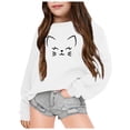 thumbnail image 1 of WOYY Big Girls Sweatshirt Cute Cartoon Cat Print -Lined Pullover Long Sleeve Top, 1 of 3