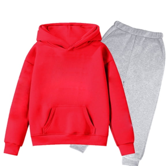 WOYY Big Girls Sweatsuit Solid Casual Unisex Hoodie Sweatpants Outfits, Sizes 8-10