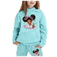 thumbnail image 1 of WOYY Big Girls Sweatsuits Cartoon Figure Print Hoodie Jogger Pants Set, Sizes 10-11, 1 of 3