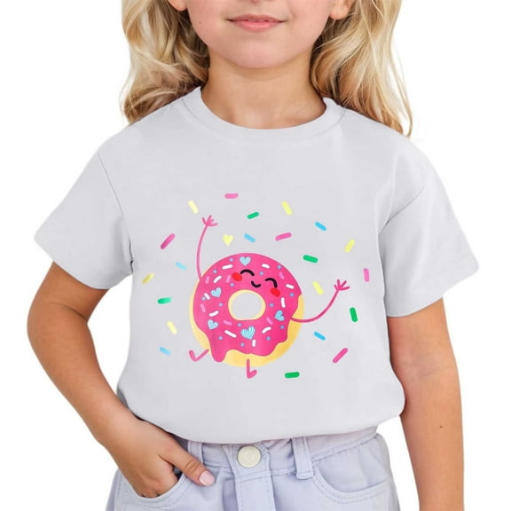 WOYY Big Girls T-Shirt Doughnut Graphic Short Sleeve T Shirt Summer Casual Tshirt