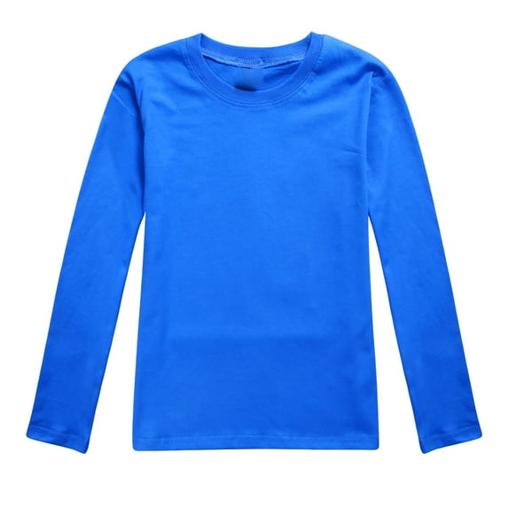 WOYY Big Girls T-Shirt Solid Long Sleeve T Shirt Kids Casual Basic Tshirt Undershirt