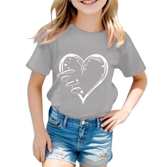 WOYY Big Girls T-Shirt Valentine's Day Short Sleeve T Shirt Graphic Tee, Sizes 12-13
