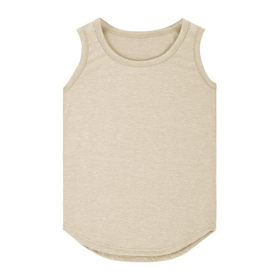 WOYY Big Girls Tank Top Solid Loose Crewneck Sleeveless Shirt Summer Tops