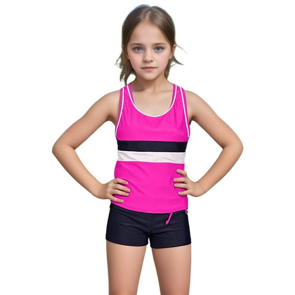 WOYY Big Girls Tankini Swimsuit Quick Drying Swimwear Bathing Suit