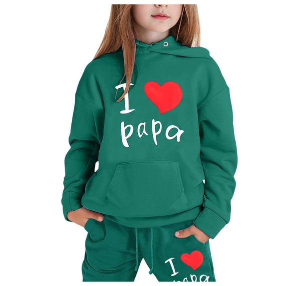 WOYY Big Girls Tracksuit Casual Letter Print Hoodie Jogger Pants Set, Sizes 10-11