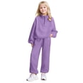 thumbnail image 1 of WOYY Big Girls Tracksuit Solid Half Zip Sweatshirt Sweatpants Outfits, Sizes 8-9, 1 of 5