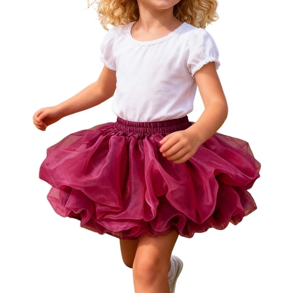 WOYY Big Girls Tutu Skirt Carnival Party Layered Flared Skirt for Kids, Sizes 7-8