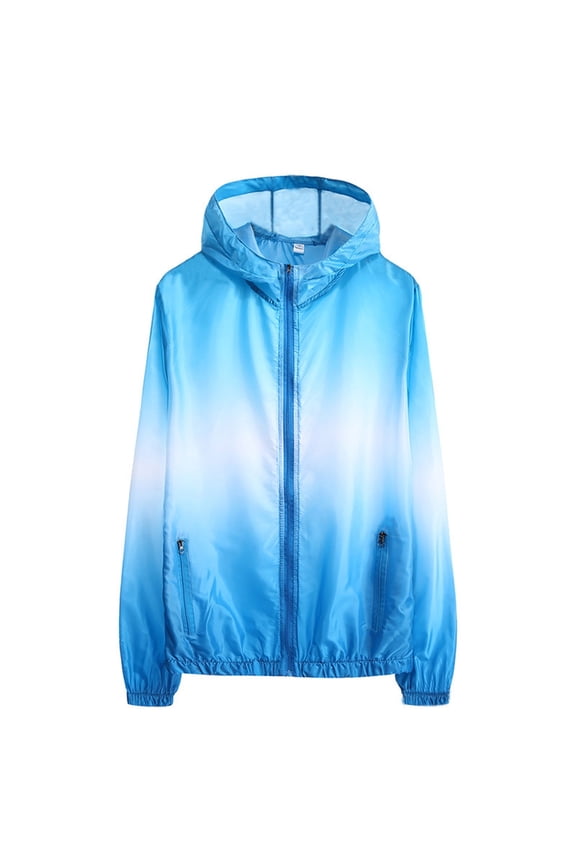 Big Girls Upf50+ Lightweight Jacket Summer Breathable Zipper Gradient Coat, Sizes 8-9Y