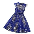 thumbnail image 1 of WOYY Big Girls Vintage Pleated Princess Dress Flower Print Belted Dress, Sizes 4-12, 1 of 6