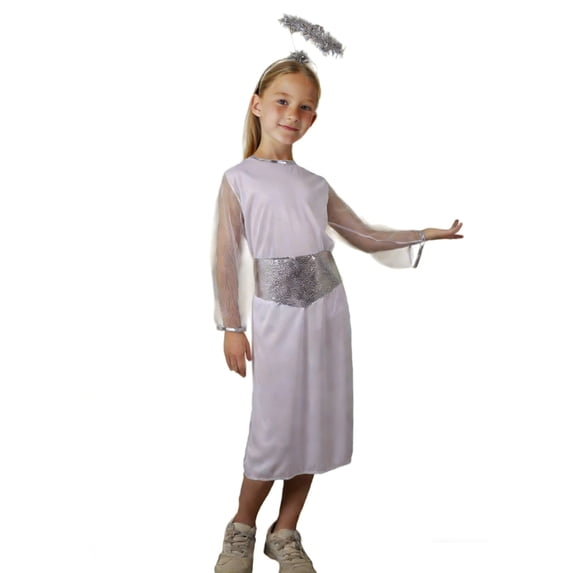WOYY Big Girls White Angel Dress Kids Fairy Tale Party Pageant Long Gown, Sizes 9-10