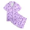 thumbnail image 1 of WOYY Bow Outfits for Girls Short Sleeve Button Shirt Shorts Sleepwear Set, Sizes 7-8, 1 of 3