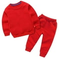 thumbnail image 1 of WOYY Boy Girl Outfits Solid Casual Pullover Sweatshirt Pants Set Fashion Kids Clothes, Sizes 1-16, 1 of 3