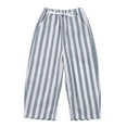 thumbnail image 1 of WOYY Boy Stripe Linen Pants High Rise Drawstring Pants Lightweight Loose Slacks, Sizes 0-6, 1 of 5
