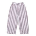thumbnail image 1 of WOYY Boy Stripe Linen Pants High Rise Drawstring Pants Lightweight Loose Slacks, Sizes 0-6, 1 of 5