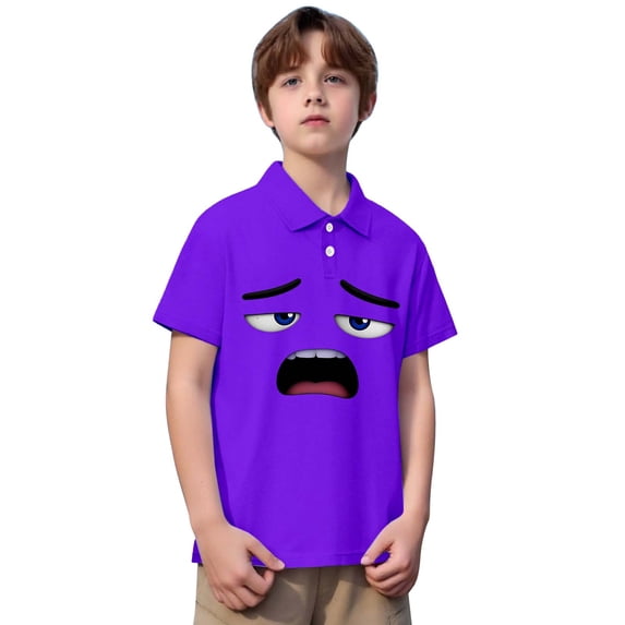 WOYY Boy's Graphic Polo Shirt Summer Casual Short Sleeve Polo Shirt for Kids, Sizes 3-14
